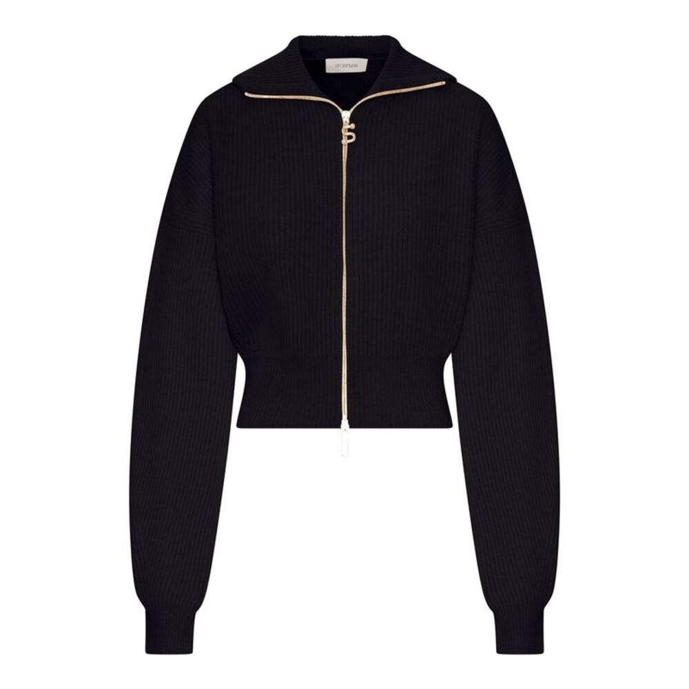 Sportmax Women Ribbed Wool Cardigan With Wide Collar